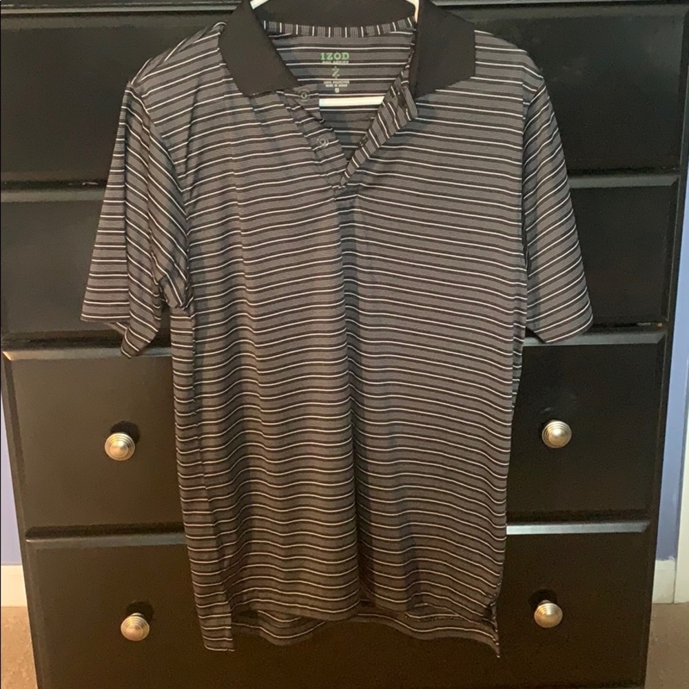 Izod Pro Series Short Sleeve Polo, Black/White, S